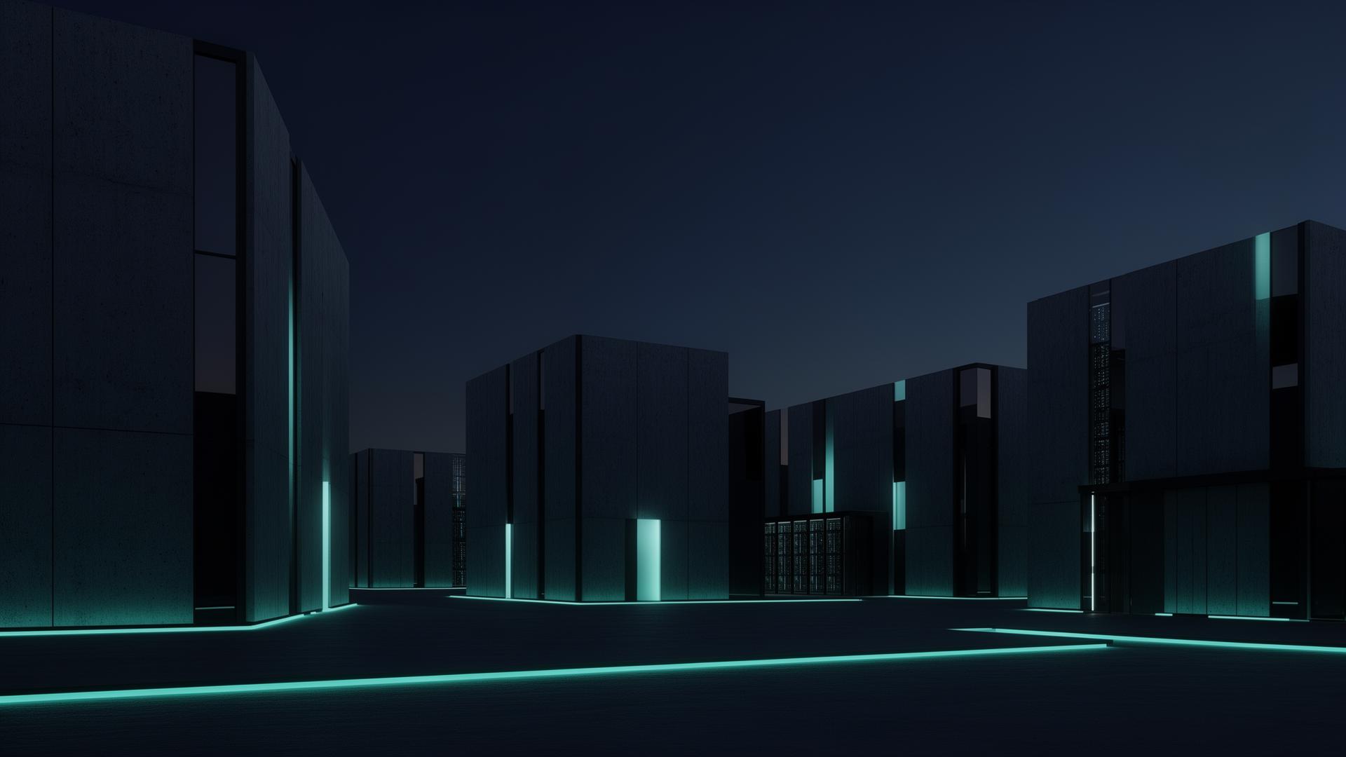 Concept render of the Quest Park data centre campus at dusk